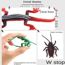 Realistic Insect, Reptile & Amphibian Toy Set, Including Cockroach, Fly, Frog, Snake, Grasshopper, Centipede, Ant, Mantis, Slug, Lizard, Chameleon - Educational & Fun Gift For Kids Room Decoration - Multicolor - View 4