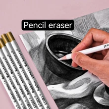 2pcs Pencil Shaped Eraser, Sharpenable Eraser Pen, Suitable For Learning & Drawing Highlight & Art Blending Back To School