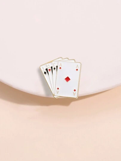 1pc Fashionable Simple Poker Shaped Brooch Hat Clip Creative Metal Baseball Cap Decoration Cartoon Badge Pin Suitable For Both Men And Women's Daily Wear