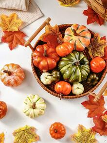 11pcs Creative Foam Pumpkin Decor Set For Autumn Harvest Festival, Halloween, And Thanksgiving Decoration, Festival Atmosphere Enhancing Pumpkin Decorations Best Gifts - Maple Leaf Pumpkin Set - View 8