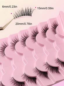 Rikuaild 7 Pairs Natural Looking Soft Faux Mink Eyelashes, Transparent Stem, False Eyelashes - Natural Lashes - View 3