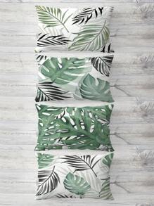 4入組綠葉多尺寸印花枕套，室內/室外洗淨靠墊套，適用於家庭裝飾，床上、沙發、椅子坐墊套，春季/夏季母親節、婚禮、生日、派對用品，節日數字印花時尚簡約辦公室裝飾，家居裝飾坐墊套及紡織裝飾，汽車禮品印花抱枕，床上和沙發靠墊，家庭沙發靠墊，汽車靠頭墊套，辦公室坐墊套 - 彩色 - 查看 3