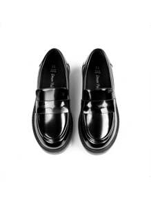 Girls Loafers Chunky Platform Penny Loafers School Uniform Slip On Dress Shoes Round Toe Comfortable - Black - View 7