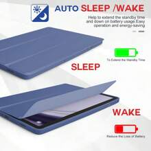 Galaxy Tab A9+ 2023 11 英寸可折叠三重 PC 保护壳办公家用平板电脑防摔保护壳带两个屏幕保护膜钢化玻璃膜防摔防爆膜适用于万圣节、圣诞节、生日、新年礼物、送给朋友的礼物 - 藍色 - 查看 2