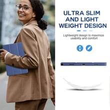 Galaxy Tab A9+ 2023 11 英寸可折叠三重 PC 保护壳办公家用平板电脑防摔保护壳带两个屏幕保护膜钢化玻璃膜防摔防爆膜适用于万圣节、圣诞节、生日、新年礼物、送给朋友的礼物 - 藍色 - 查看 5