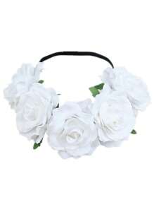 1个玫瑰花冠，高19.68英寸（50厘米），新娘发饰，适用于婚礼、派对、海滩度假、波西米亚风装饰道具。情人节配饰 - 彩色 - 查看 9