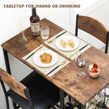 Bar Table Set Of 2 With Footrest, Kitchen Dining Table With 2 Upholstered Chairs, Small Space Counter Height Barstools For Counter Bar, Sturdy And Durable, Easy To Assemble, Rustic Brown