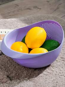 1pc Multi-Functional Household Rice And Vegetable Washing Drain Basket, Fruit & Vegetable Storage Organizer - White - View 7