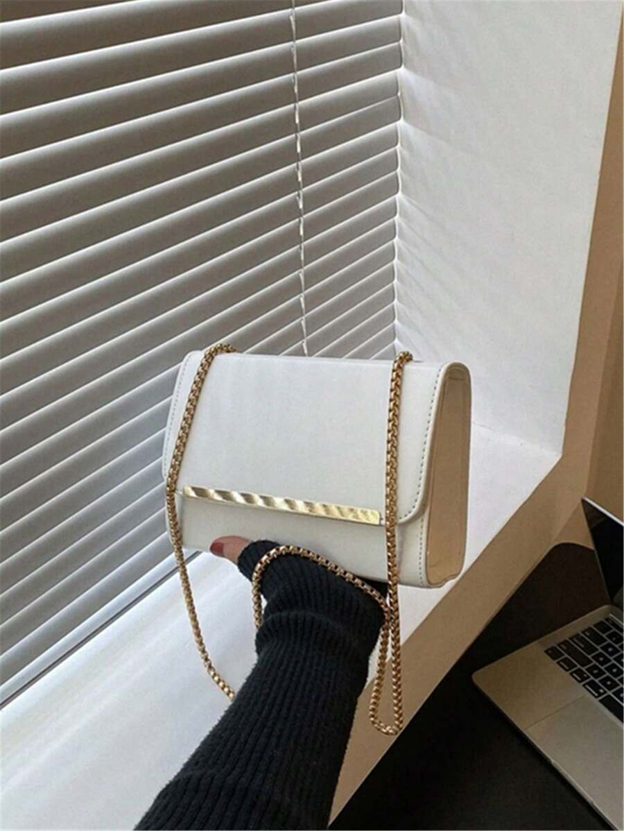 Túi đeo chéo thời trang sang trọng viền vàng thanh lịch dành cho nữ - trắng - Xem 1