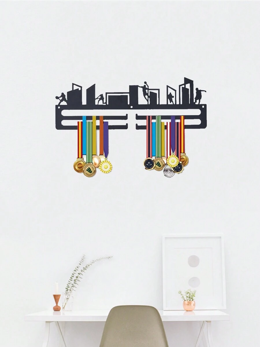 1pc Medal Rack - Creative Metal Medal Display Hanger For Sports Awards And Commemorative Medals Storage - Medal Shelving Display Rack - Black - View 1