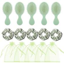 15 Pezzi Articoli da regalo per feste rosa, articoli da regalo per feste di trucco, articoli per feste "Andiamo", accessori per capelli che includono 5 piccoli pettini e 5 scrunchies e 5 sacchetti di organza per feste del pigiama e forniture per feste di spa