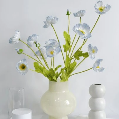 1支/2支/4支人造罂粟花，长度59厘米，每枝4朵花，简约现代风格，可弯曲且不褪色 - 适用于DIY花墙、场景装饰、客厅/卧室花瓶插花、婚礼、派对、家居装饰、桌面装饰、房间装饰、返校用品