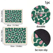1 pièce Tapis de nourriture pour animal de compagnie impérméable à l'eau, à adhérence forte et à séchage rapide avec petits motifs verts pour chat ou chien, facile à nettoyer, convient pour divers bols à nourriture et eau