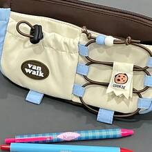 1入組學生筆袋，大容量拼色收納袋，適用於課堂、校園、考試 - 彩色 - 查看 6