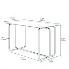 JULONGC Rectangle Dining Table With Metal Frame, Tempered Glass Dining Table For Kitchen Room(Overall Size:51.18"L X 27.56"W X 29.72"H)