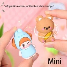 1pc Cartoon Mini Portable 3D Silicone Pencil Sharpener, Rotating Pencil Sharpener, Pencil Shaver, Back To School Stationery Gift, Award, Office And School Stationery Supplies