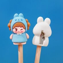1pc Cartoon Mini Portable 3D Silicone Pencil Sharpener, Rotating Pencil Sharpener, Pencil Shaver, Back To School Stationery Gift, Award, Office And School Stationery Supplies