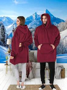 MAXI SUDADERA COBIJA, PELUCHE INTERIOR MUY AMPLIA - Burdeos - Ver 3