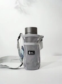 便攜式網狀水壺袋（附肩帶），斜垂掛礦泉水飲料奶茶保溫隔熱杯套袋水瓶袋，戶外露營徒步旅行用品水瓶袋，攜帶水瓶的袋子和外袋水瓶套 - 彩色 - 查看 3