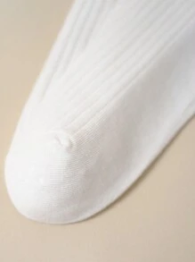 12 Pairs/Set Striped Unisex Socks, Size 10-13, Black And White Color, Mid-Calf Length, Fall - White - View 6