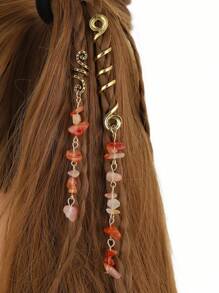 2个/6个装波西米亚风石纹装饰发圈，可作发饰、发夹、学生用品、头发装饰、头部饰品、发卡 - 綠色 - 查看 13