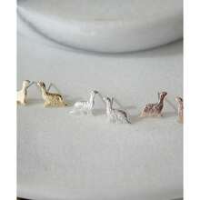 Alurdina Tiny Dinosaur Stud Earrings - 金色 - 查看 2