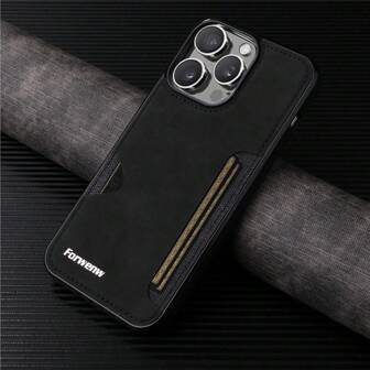 forwenw 卡片夹 PU 皮革带卡槽口袋后盖软 TPU 保险杠外壳手机壳适用于苹果红米手机三星 Galaxy