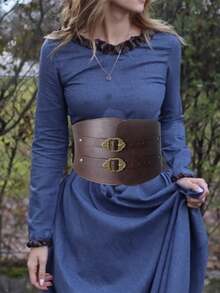 1PC Renaissance Clothing Accessories Retro Slim Fit Wide Waistband  Suitable For Medieval Stage Role-Playing Props - Brown - View 4