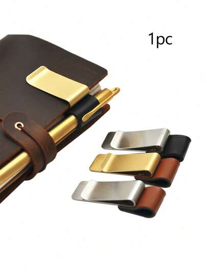 1 Stück Metall Kunstleder Stifthalter, Messingfarben Edelstahl Bleistiftclips, Vintage Tagebuch loseblattiges Notizbuch Stiftorganizer Bürobedarf. Metallhalter Edelstahl Stiftclip für Notizbuch, Tagebuch, Schule, Bürozubehör, Schulanfang