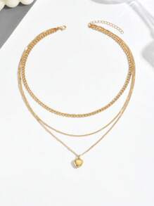 1pc Fashion Love Multi-Layer Necklace - Gold a - View 5