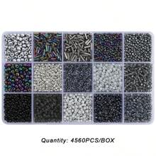 4560Pcs Multistyles Glass Seed Beads Kit - Colorful Creations Spacer Bead, Perfect For Handmade Diy Friendship Bracelets Necklace Earrings Nail Art Mobile Phone Chain Jewelry Making Supplies - 15 Grid - View 14
