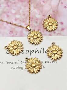 1 套 5 件复古风格不锈钢太阳金色吊坠，适用于珠宝 DIY、配饰 - 太陽 - 查看 6