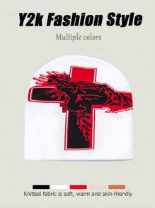 1 件针织帽，采用提花设计，包括骨骼、器官、肋骨和元素，适合 Y2K 风格的女性，非常适合嘻哈派对、街头服饰、秋冬季节。这款针织帽可保暖，适合户外骑行、钓鱼、节日、表演等休闲活动。这将是一份理想的礼物。万圣节 - 十字 - 查看 12