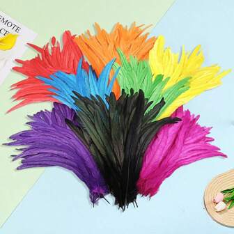 15Pieces 25-30CM Colored Artificial Rooster Feathers Crafts Sewing DIY Wedding Dresses Handmade Plume Accessories Party Home Decoration