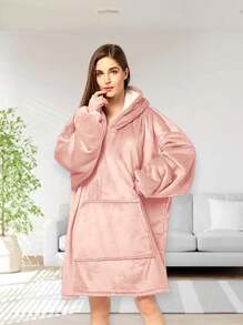 MAXI SUDADERA COBIJA, PELUCHE INTERIOR MUY AMPLIA - Rosa Pálido - Ver 2