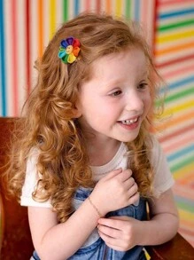 2pcs/Pack Girls Cute Rainbow Color Smile Petal Flower Hair Clip, Alligator Clip Hair Clip Suitable For Fine Hair Children Hair Accessories