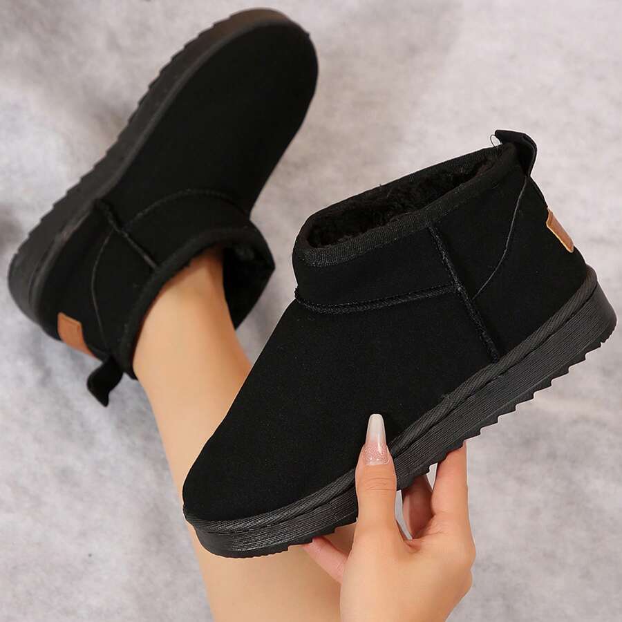 Winter Classic Women's Snow Boots Padded Thickened Non-Slip Waterproof Cotton Shoes Short Boots For Women Winter House Slippers - 黑色 - 查看 1