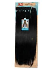 Cabelo liso Bio Vegetal Mega Hair Em Tela P/ Entrelace Cabelo Humanizado Nívea 300Gramas 75Cm - PRETO - Preto - Visão 3