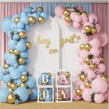 142pcs Blue Pink Latex Balloons Garland Arch Kit For Gender Revealed Wedding Birthday Anniversary Indoor Party Background Decoration Supplies,Christmas - Multicolor - View 3