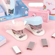 1set Cartoon Stapler & Staple,Portable Manual Mini Stapler,Stapler For Binding Documents, For Office And School Supplies Back To School,Back To School,School Supplies - one-size - View 7