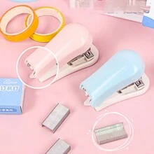 1set Cartoon Stapler & Staple,Portable Manual Mini Stapler,Stapler For Binding Documents, For Office And School Supplies Back To School,Back To School,School Supplies - one-size - View 6