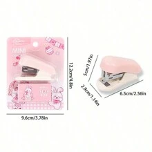 1set Cartoon Stapler & Staple,Portable Manual Mini Stapler,Stapler For Binding Documents, For Office And School Supplies Back To School,Back To School,School Supplies - one-size - View 4