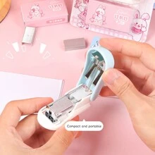 1set Cartoon Stapler & Staple,Portable Manual Mini Stapler,Stapler For Binding Documents, For Office And School Supplies Back To School,Back To School,School Supplies - one-size - View 5