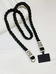 1pc Braided Detail Letter Graphic Polyester Phone Lanyard Gifts For Mother, Family, Friends, Birthday, Holiday Phone Charm, Phone Chain - Black - View 4