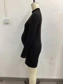 孕婦裝，時尚V領柔軟優雅的高檔派對或日常穿著，顯白色 - 黑色 - 查看 3