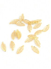 20 pièces Pendentifs feuille en acier inoxydable doré Charms pour la fabrication de bracelets, colliers et bijoux DIY Fournitures et accessoires