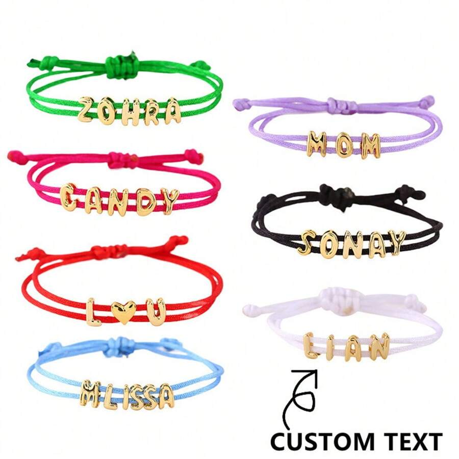 26pcs Alphabet Braided Bracelet DIY Bubble Letter Colorful String Custom Name Bracelet For Girls And Ladies Gift - Green - View 1