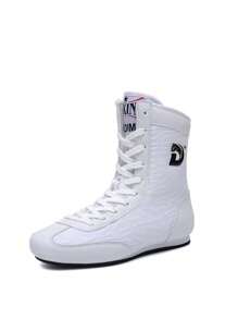 Chaussures de boxe à lacets imprimées de lettres professionnelles pour l'entraînement intérieur et extérieur
