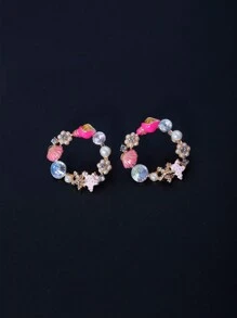 1 par de Brincos de Gota Incrustados com Estrela do Mar, Concha e Pérola Criativas e Fofas para Moda de Verão e Praia