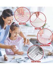 1pc Silicone Baking Mat, Dough Mat, Baking Supplies, Yeast Bread Baking Supplies, Kitchen Bread Baking Tools - Red - View 9
